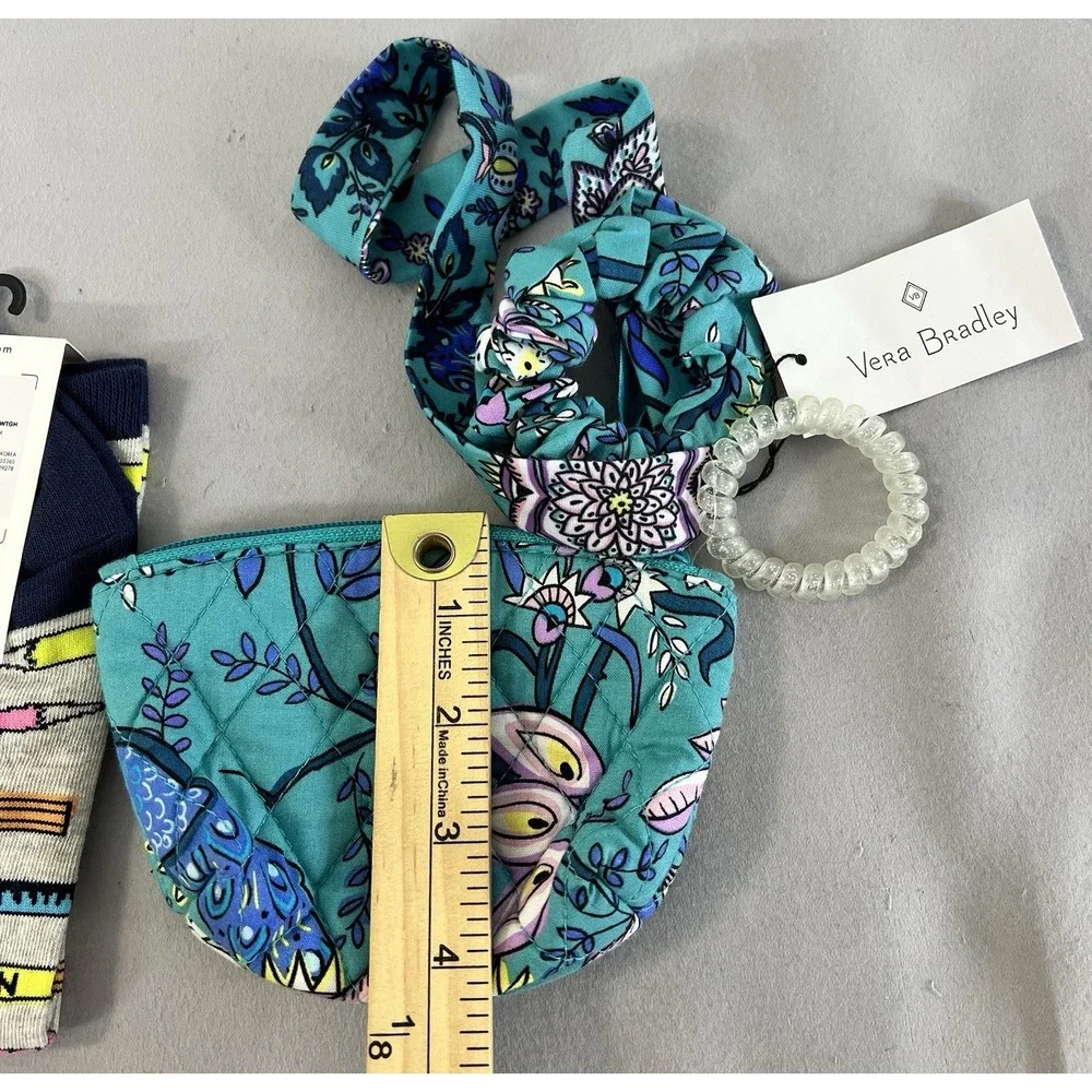 Vera‎ Bradley Peacock Pouch Small Zip Pouch Aqua Blue socks and hair accessories